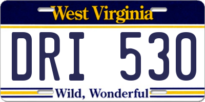 WV license plate DRI530