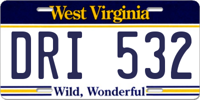 WV license plate DRI532
