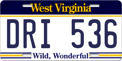 WV license plate DRI536
