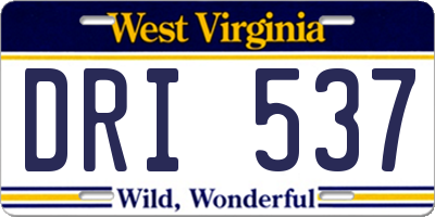 WV license plate DRI537
