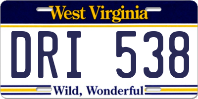 WV license plate DRI538