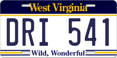 WV license plate DRI541