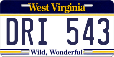 WV license plate DRI543
