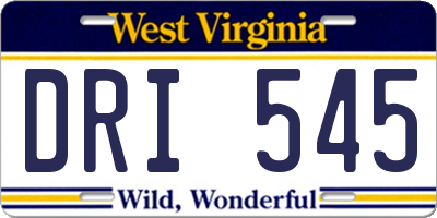 WV license plate DRI545