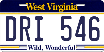 WV license plate DRI546