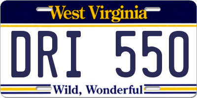 WV license plate DRI550