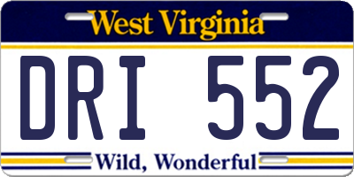 WV license plate DRI552