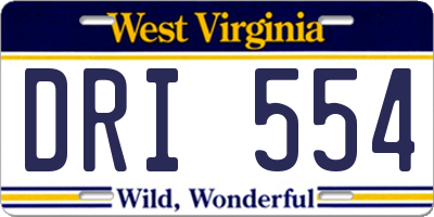 WV license plate DRI554