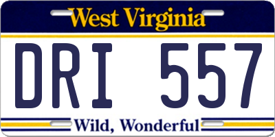 WV license plate DRI557