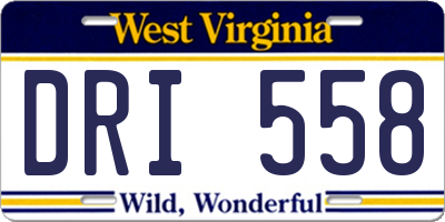 WV license plate DRI558