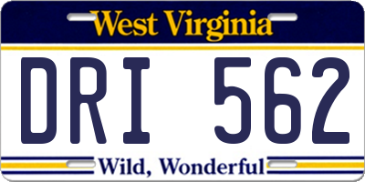 WV license plate DRI562