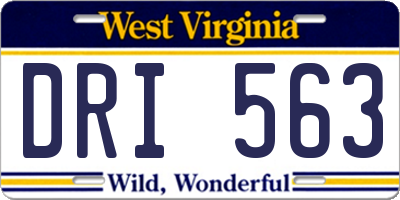 WV license plate DRI563