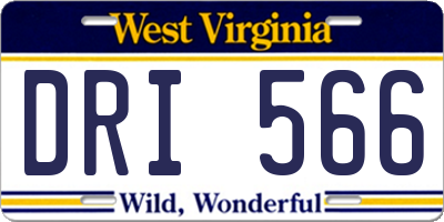 WV license plate DRI566