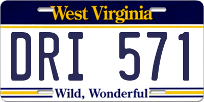 WV license plate DRI571