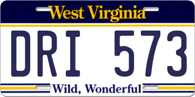 WV license plate DRI573