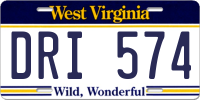 WV license plate DRI574