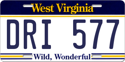 WV license plate DRI577