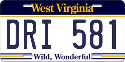 WV license plate DRI581