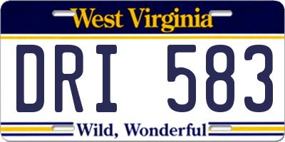 WV license plate DRI583