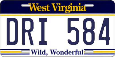WV license plate DRI584