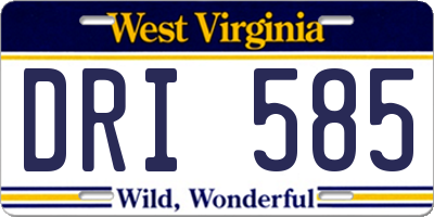 WV license plate DRI585