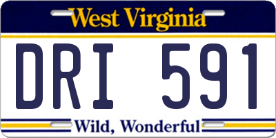 WV license plate DRI591