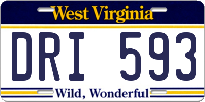 WV license plate DRI593