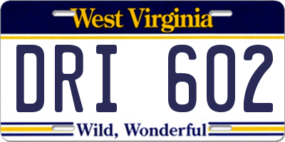 WV license plate DRI602