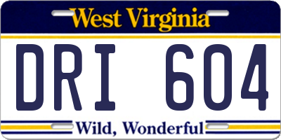 WV license plate DRI604