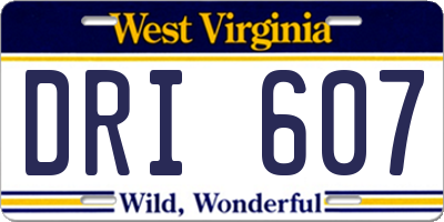 WV license plate DRI607