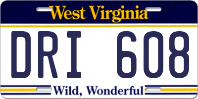 WV license plate DRI608