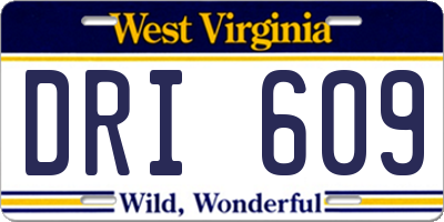 WV license plate DRI609