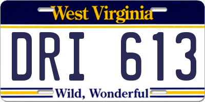 WV license plate DRI613