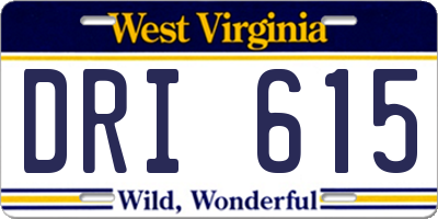WV license plate DRI615