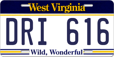 WV license plate DRI616