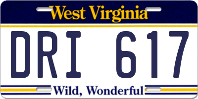 WV license plate DRI617