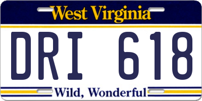 WV license plate DRI618