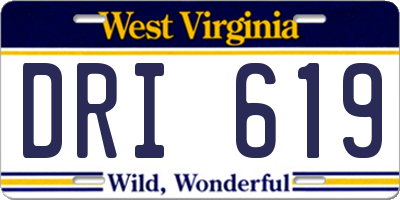 WV license plate DRI619