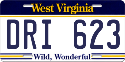 WV license plate DRI623