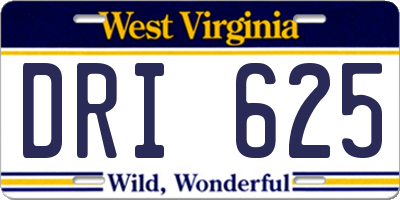 WV license plate DRI625