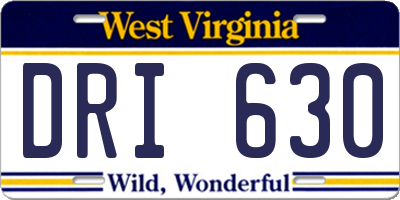 WV license plate DRI630