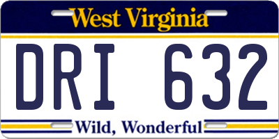 WV license plate DRI632