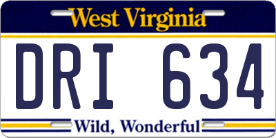 WV license plate DRI634