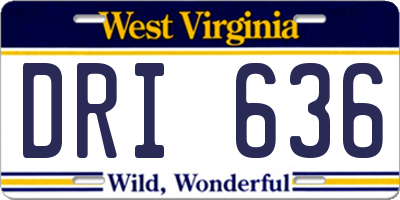 WV license plate DRI636