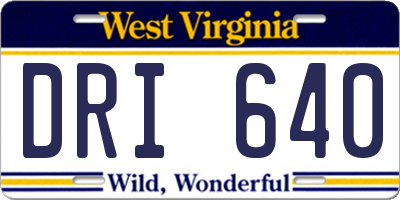 WV license plate DRI640