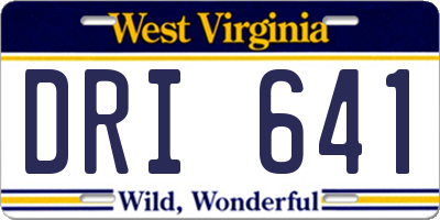 WV license plate DRI641