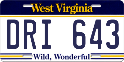 WV license plate DRI643