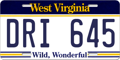 WV license plate DRI645