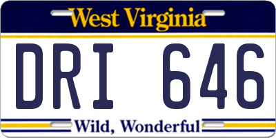 WV license plate DRI646