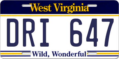 WV license plate DRI647
